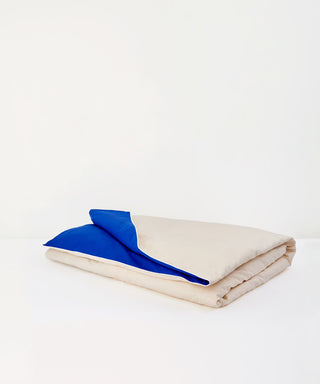bright blue and peach reversible bed linen - tencel duvet cover
