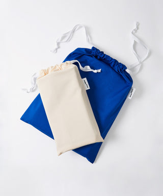 bright blue and peach reversible bed linen - tencel duvet set