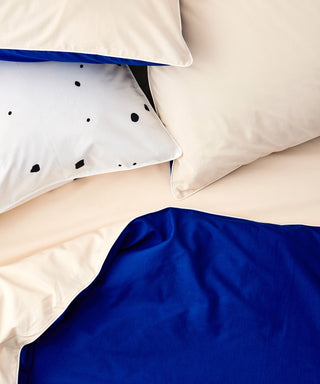 bright blue and peach reversible - tencel duvet set