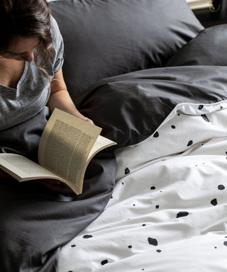 Printed grey and white spotty bed linen - Tencel duvet set