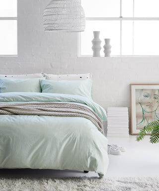 light green bed linen - organic cotton duvet set
