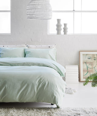light green bed linen - organic cotton duvet set
