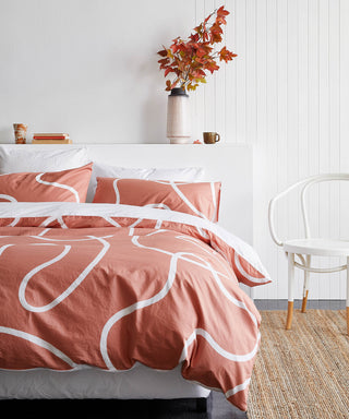 terracotta print minimalist pattern organic cotton duvet cover 