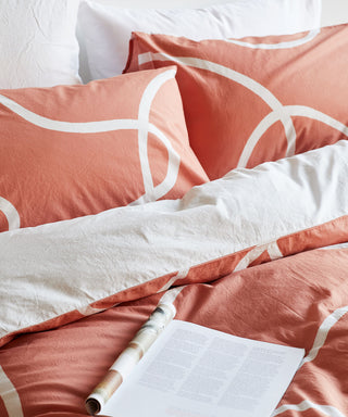 terracotta print minimalist pattern organic cotton duvet cover 