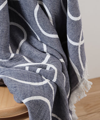Blue Lines Cotton Throw Blanket Detail