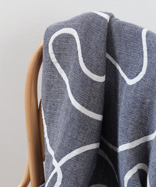 Blue Lines Cotton Throw Blanket Detail