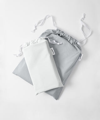 light grey and white reversible bed linen - tencel duvet set