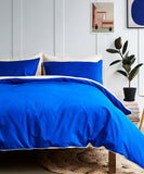 bright blue and peach reversible bed linen - tencel duvet set