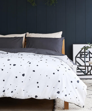 Printed grey and white spotty bed linen - Tencel duvet set
