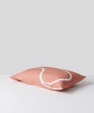 Printed terracotta with white lines bed linen - organic cotton pillowcase