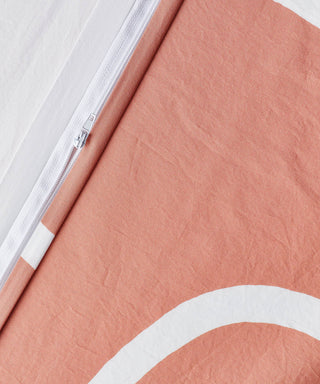 Terracotta white lines duvet cover with zip