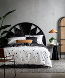 Spotty grey bed linen minimalist bedroom