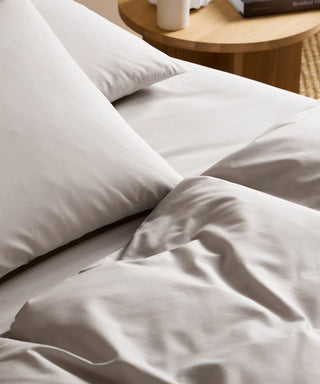 sand colour tencel cotton bed linen in minimalist bedroom