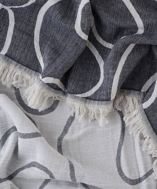 Blue Lines Cotton Throw Blanket Detail