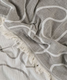 Patterned olive white recycled cotton throw blanket detail